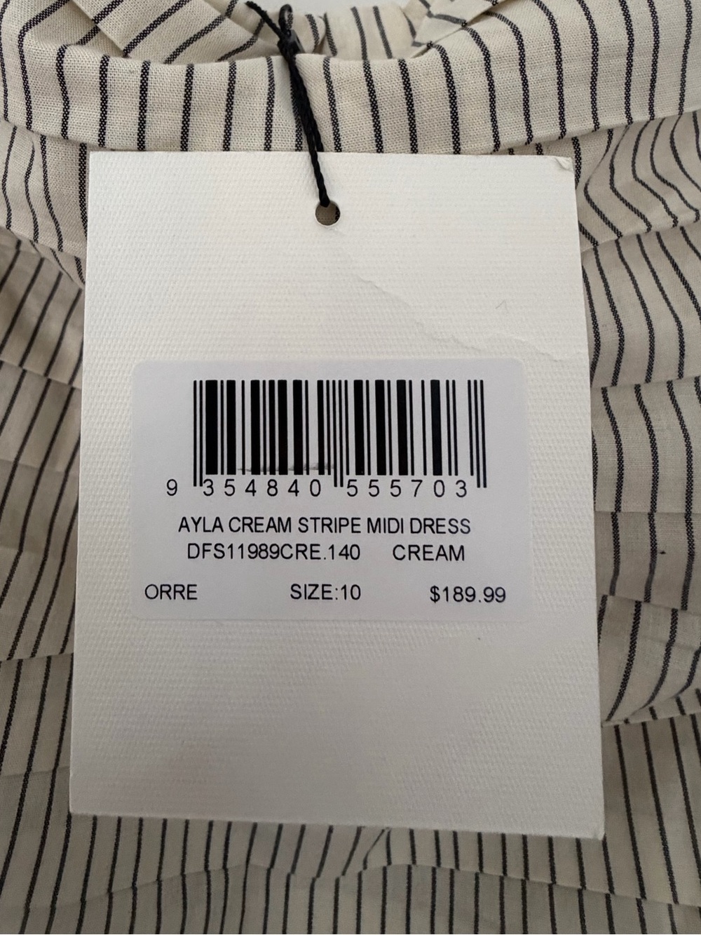 DISSH Ayla Cream Stripe Strapless Midi Dress US 6 NWT - Picture 8 of 8